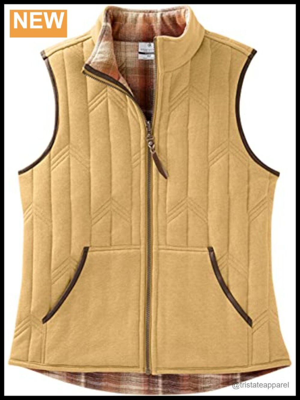 Reversible Flannel Quilted Vest - Women's Sleeveless Zip Up